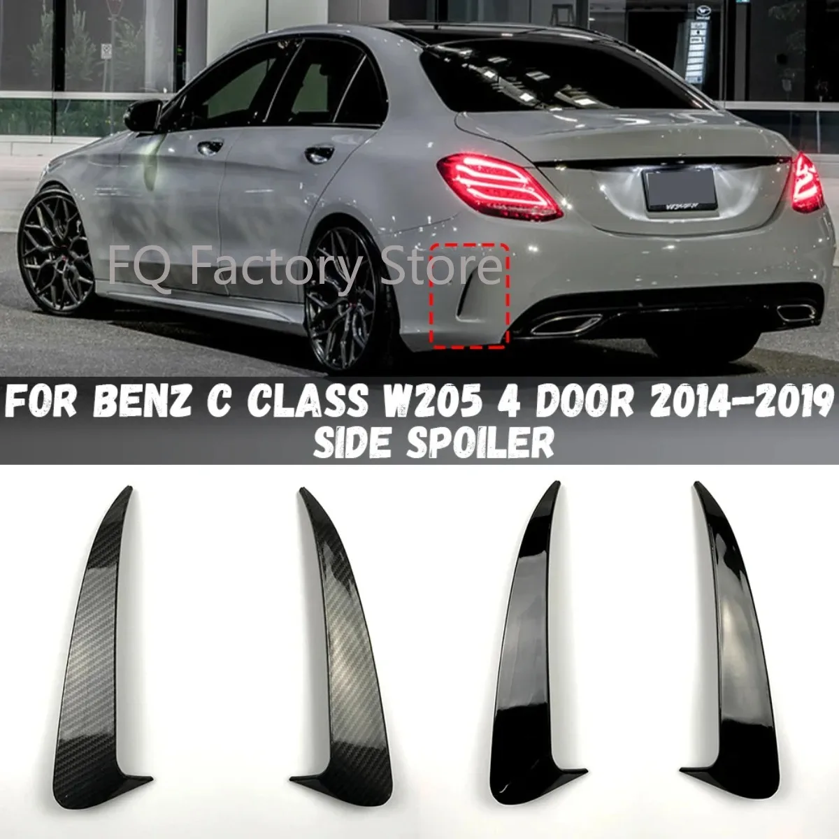 Paar hintere Entlüftungsverkleidung, Stoßstangenverkleidung, Lippe, Seitenkanister, Fin-Splitter für Mercedes-Benz C-Klasse W205 C43 C63 AMG 2014–2019