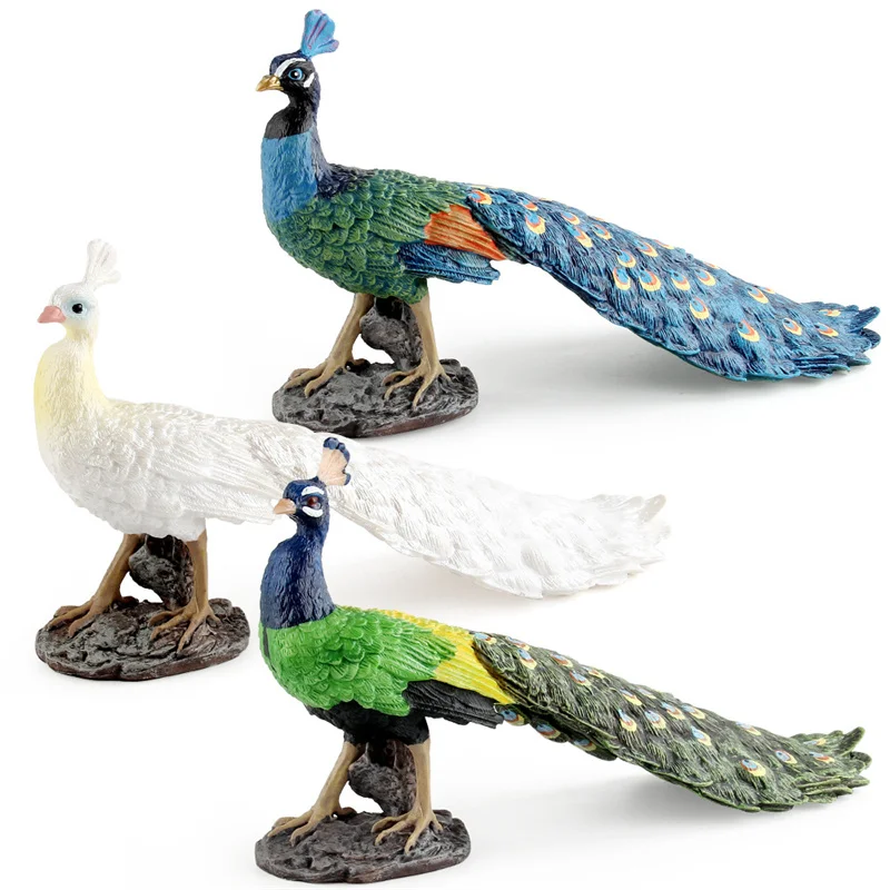 Children Toys Simulation Peacock Animal Model Baby Early Animal Cognition Montessori Education Puzzle Toy Static Household Decor 2