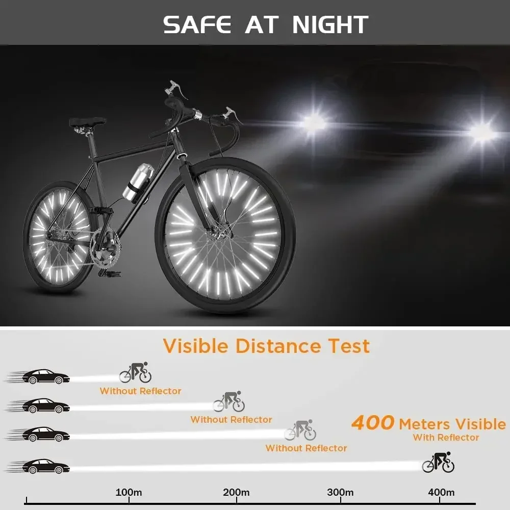 Bike Accessories 12Pcs Reflective Mount Clip Tube Warning Strip Bicycle Wheel Spoke Reflector Stripe Steel Wire Lamp MTB Bike Reflector Light