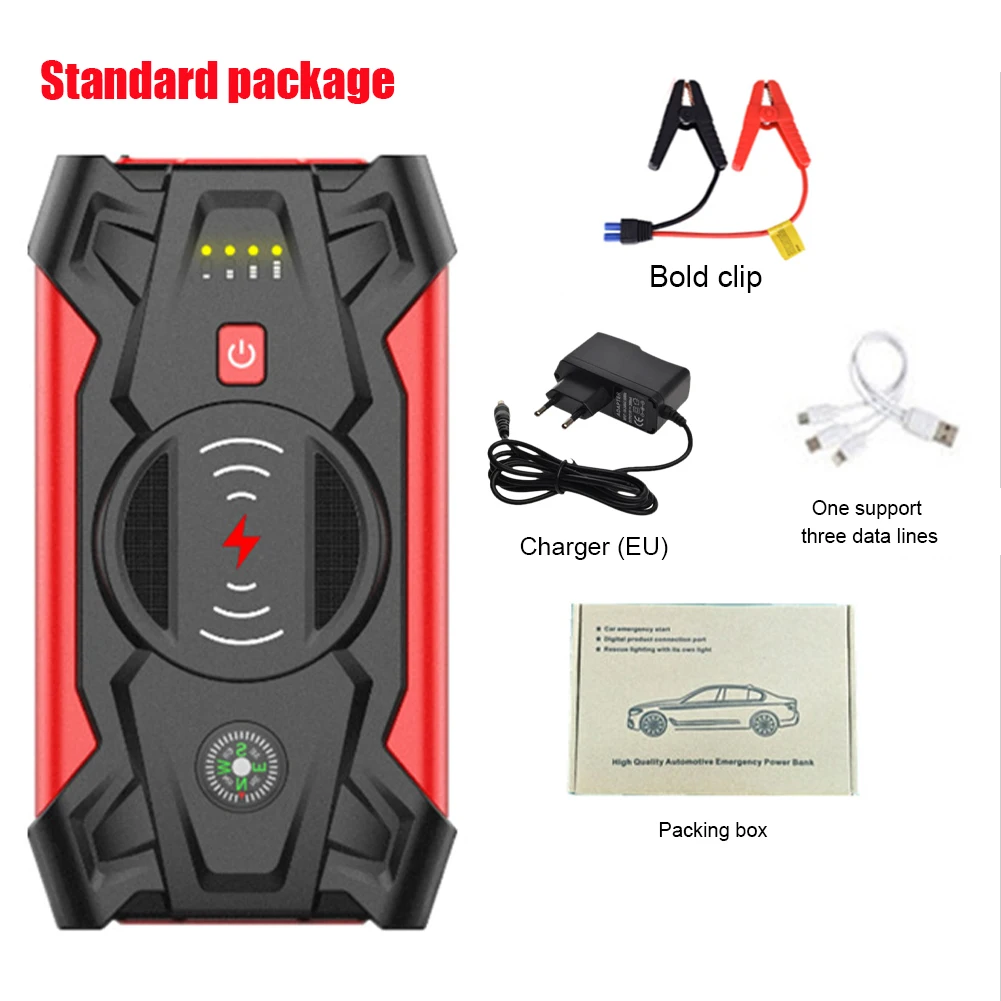 gooloo jump starter 28000mAh Car Battery Jump Starter Portable Emergency 12V Auto Battery Booster 5V/1A USB Output Wireless Charging LED Flashlight car jump starter