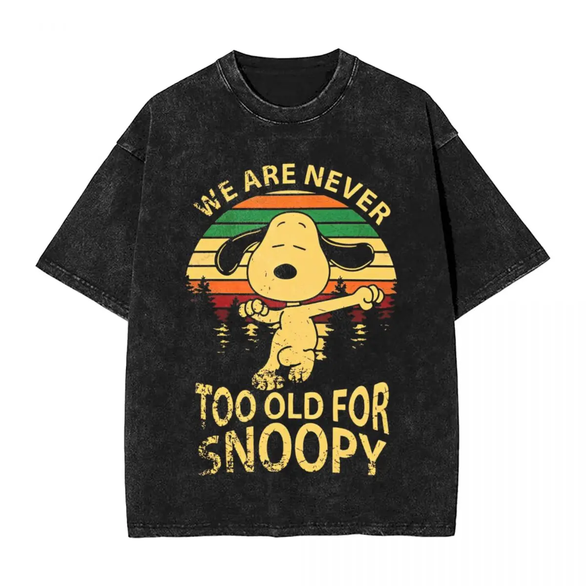 Camiseta lavada vintage Charlie Brown y Snoopy, camisetas sencillas, camiseta hippie para hombre, camisetas casuales básicas Y2K de verano