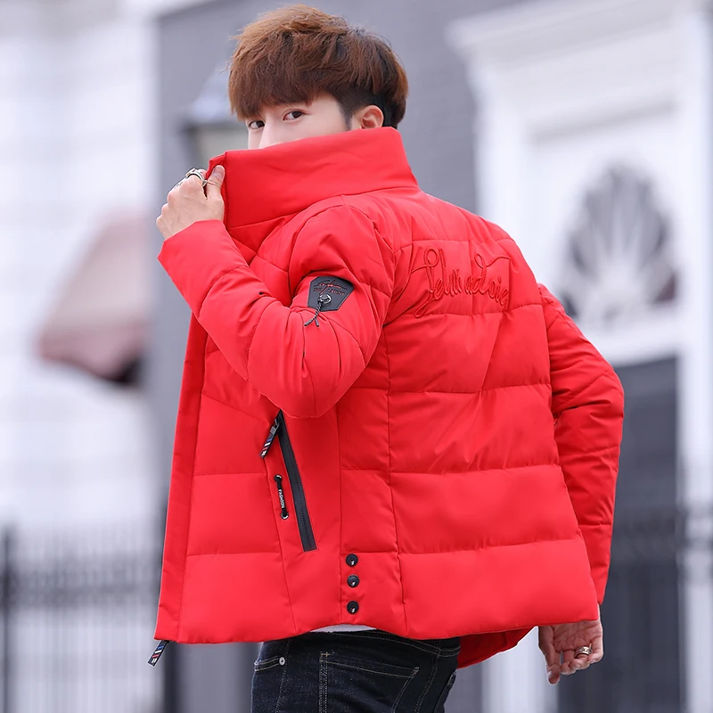 Casual 2023 Autumn Winter Cotton Padded Jacket Men's Slim Fit Solid Stand Collar Puffer Coat Streetwear Warm Parkas Top Clothing