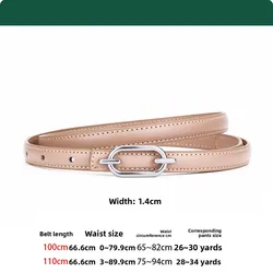 Elegant Women's Leather Belt - Versatile Fashion Accessory - 110cm (Silver buckle in mil)