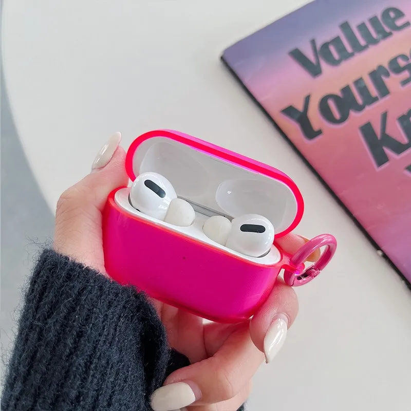 Fluorescent Candy Color Transparent Earphone Cover - Crystal Clear Soft TPU Protective Case
