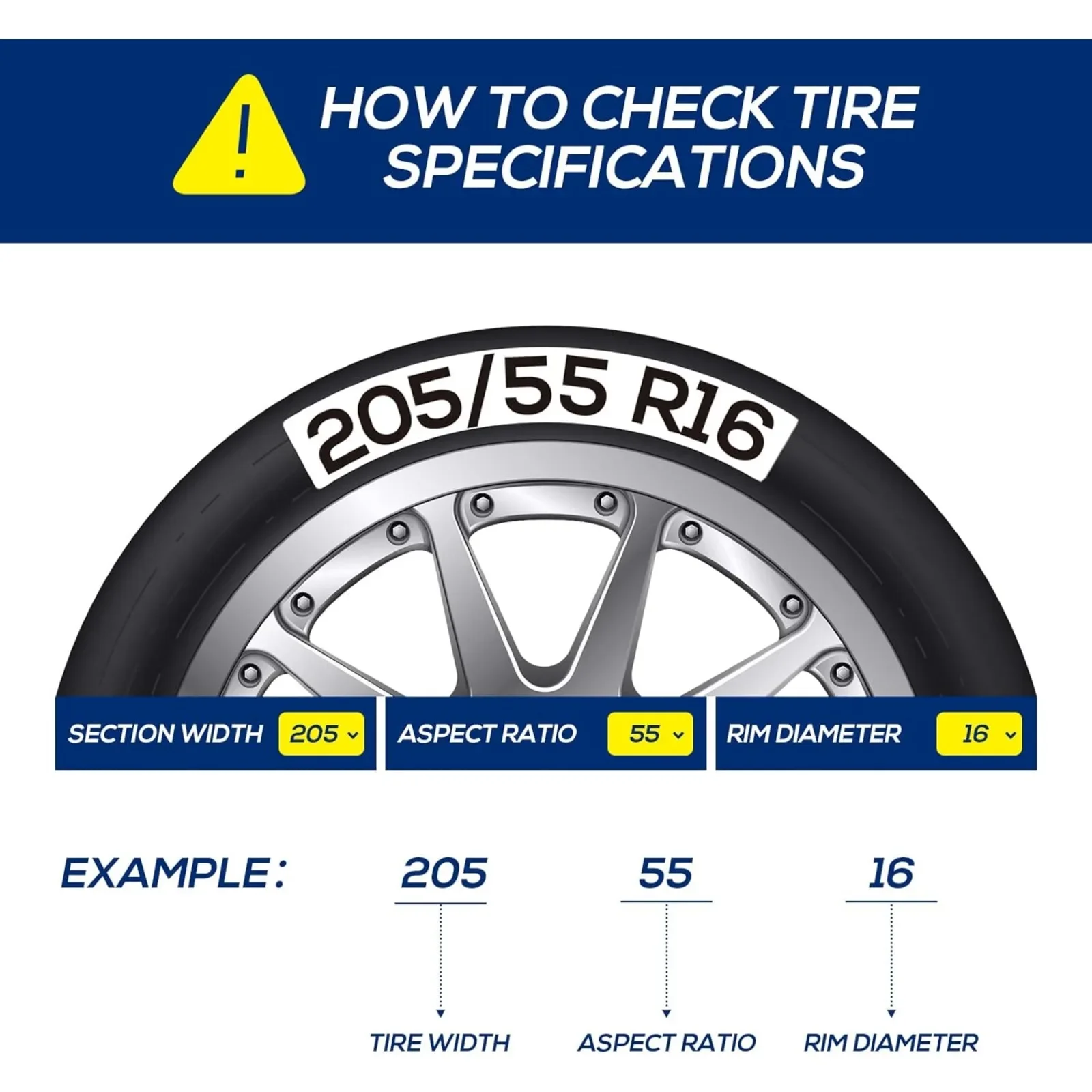8 Pack Snow Chains for Car SUV Pickup Trucks for Tire Width 205-265mm(8.1-10.4 inch) Adjustable Portable US Tire Chains