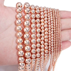 Elegant Silver and Gold Hematite Stone Beads for DIY Jewelry and Accessories - 15'' Strand, 2 - 10mm (Rose Gold)