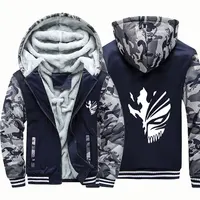Men's Jacket Anime Bleach Zip Up Hoodies Thicken Warm for Men Fleece Long Sleeve Coat Casual Hooded Streetwear Men Winter Coats 1
