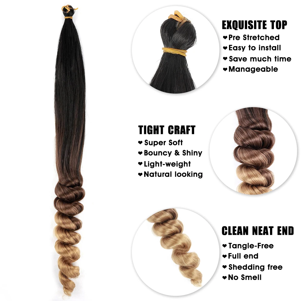 French Curls Braiding Hair 24Inch Synthetic Spiral Curls Braids Hair Extensions For Women Pre Stretched Loose Wave Braiding Hair 3