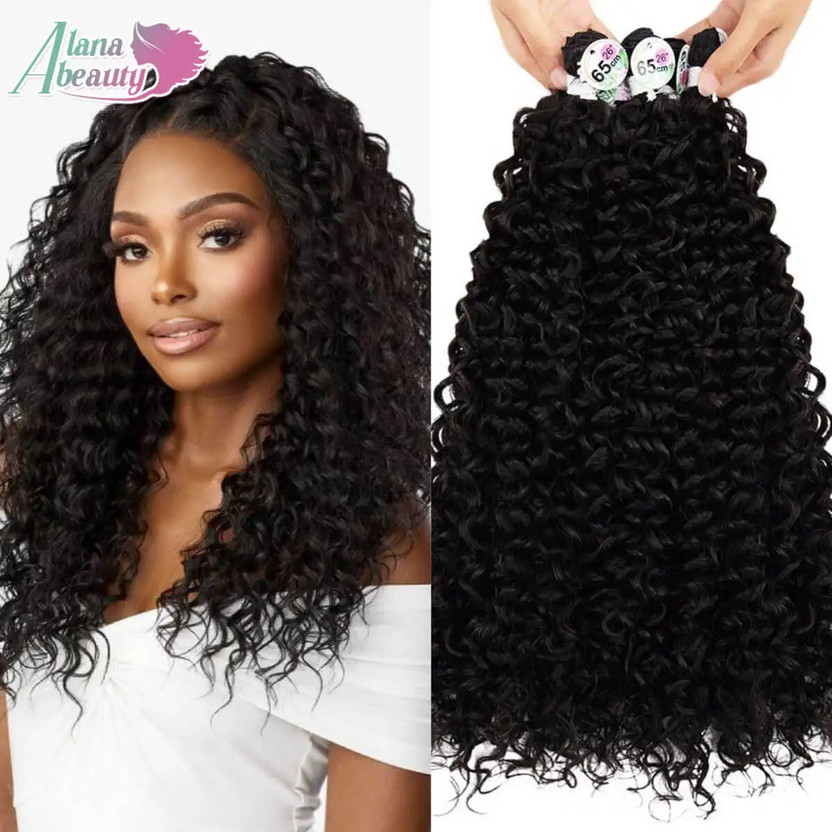 Synthetic Kinky Curly Hair Extensions Organic Long Jerry Curly Bundles Ombre Brown Fake Hair For Women Heat Resistant Wave