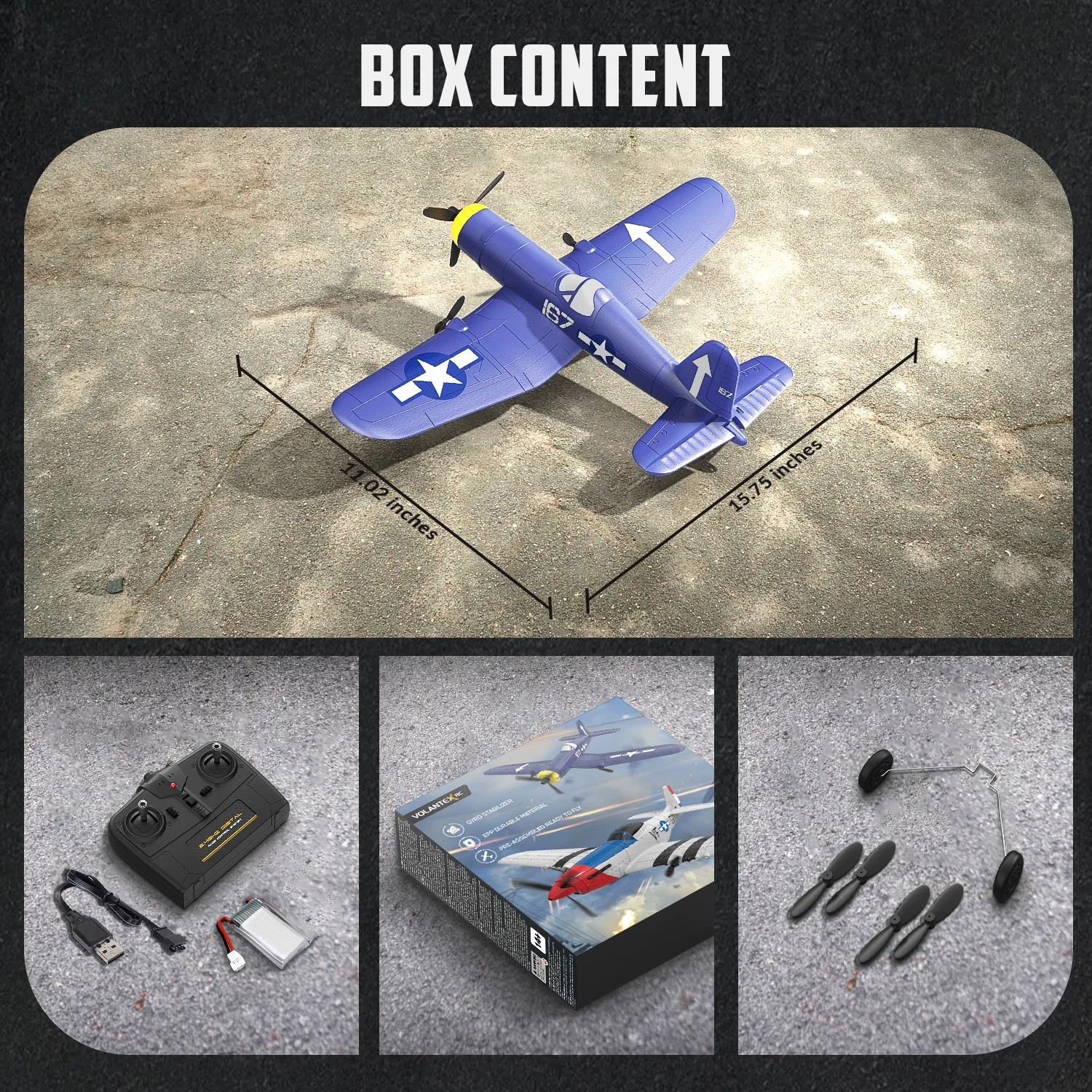 Volantexrc F4U Corsair RC Plane 2.4G 3CH EPP Foam 400MM Fixed Wing Wingspan Airplane Smart Balance Gliders RTF Fighter_voghion.com