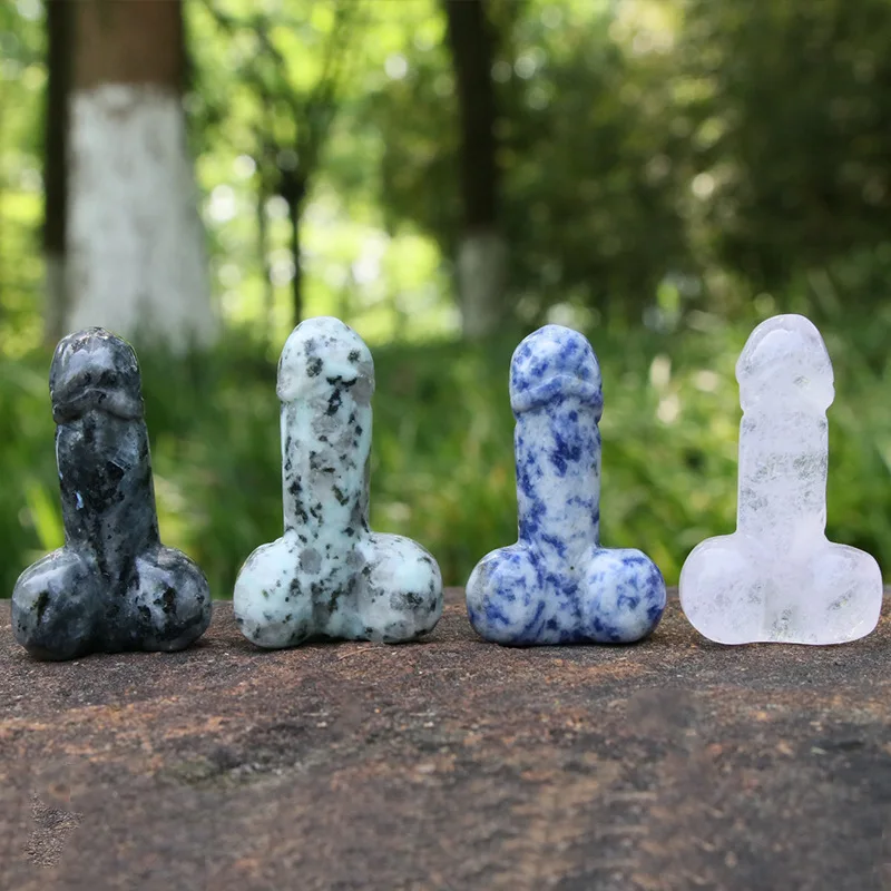 

30*50mm Penis Figurine Natural Stone Carved Adults Phallus Polished Quartz Healing Crystal Chakra Reiki Statue Craft Decoration