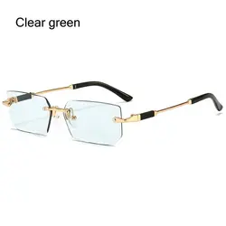 Chic Unisex Frameless Rectangle Sunglasses - Trendy Retro Shades with UV400 Protection (Clear green)