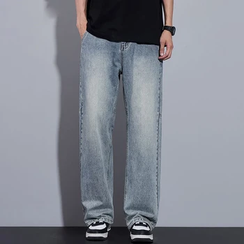 Trend-in Men's Anti-Banding Loose-Wands Denim Pants with straight-fit Comfort jeans DN0778