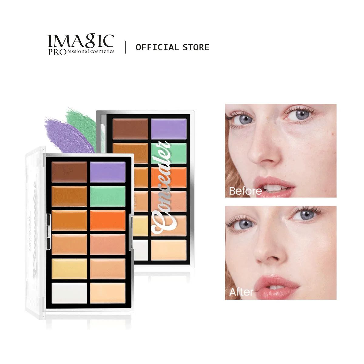 

IMAGIC 12-Color Concealer Foundation Cream Covers Acne Marks Dark Circles Full Coverage Suit for All Skin Primer Makeup Cometics