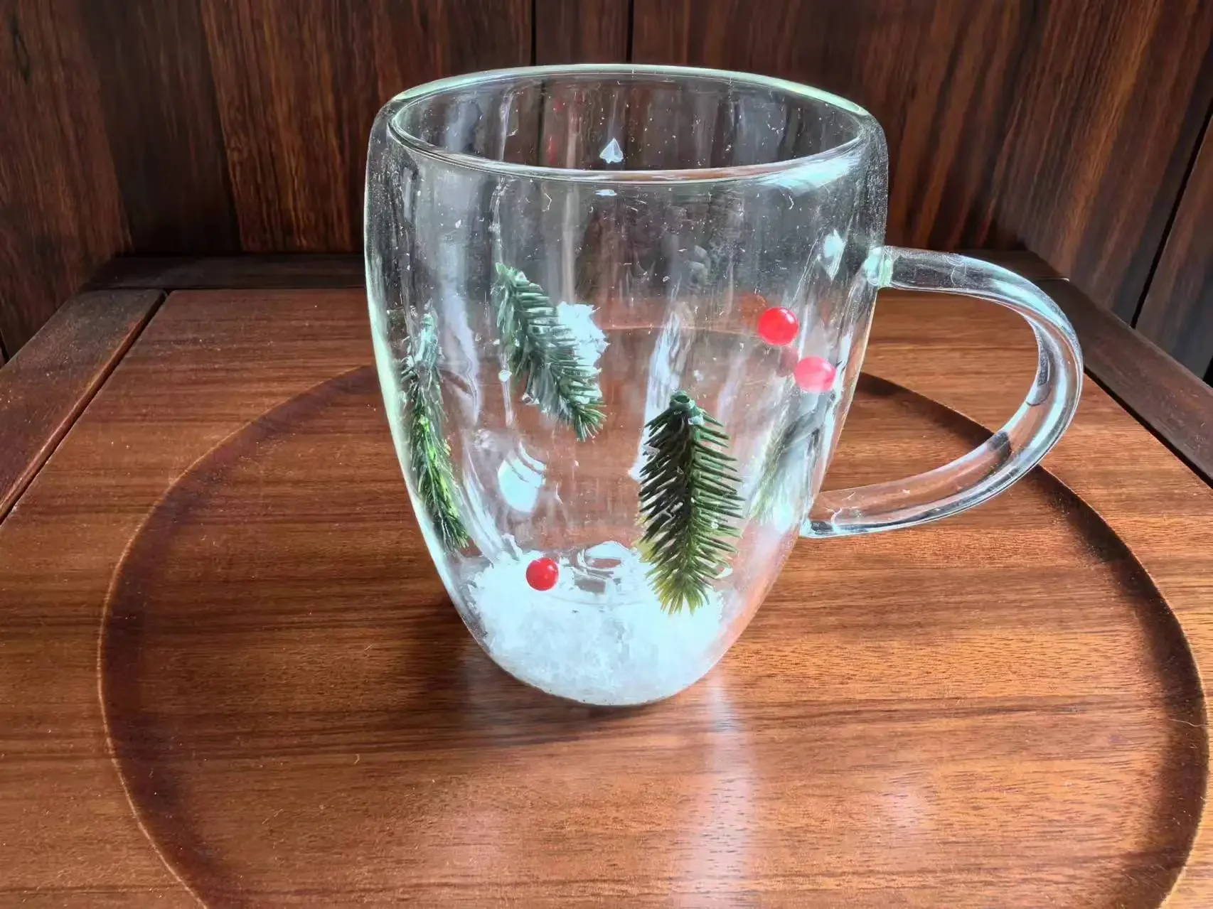 Glass Cup Creative Double Wall Glass Cup Transparent Christmas Coffee Mug with Handle Snow Home Heat Resistant Gift Tea Milk Water Cup glass cup