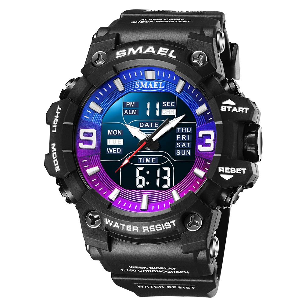 SMAEL 8049 TOP Luxury Watches Men Dual Display Watch 50M Waterproof Sport Wristwatch Mens Military Clock Male Relogio Masculino 