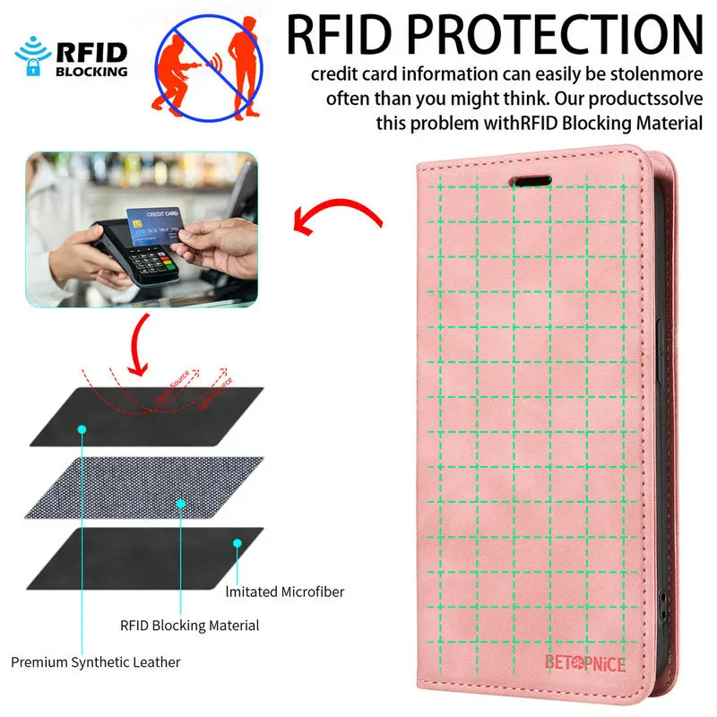 Elegant RFID Card Leather Book Wallet Case 5G