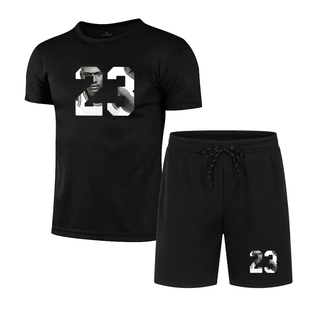 

2024 Summer New Men's Set Fashion Korean Edition Sportswear Men's Short sleeved T-shirt+Sports Shorts Set Men's Casual Wear Slow