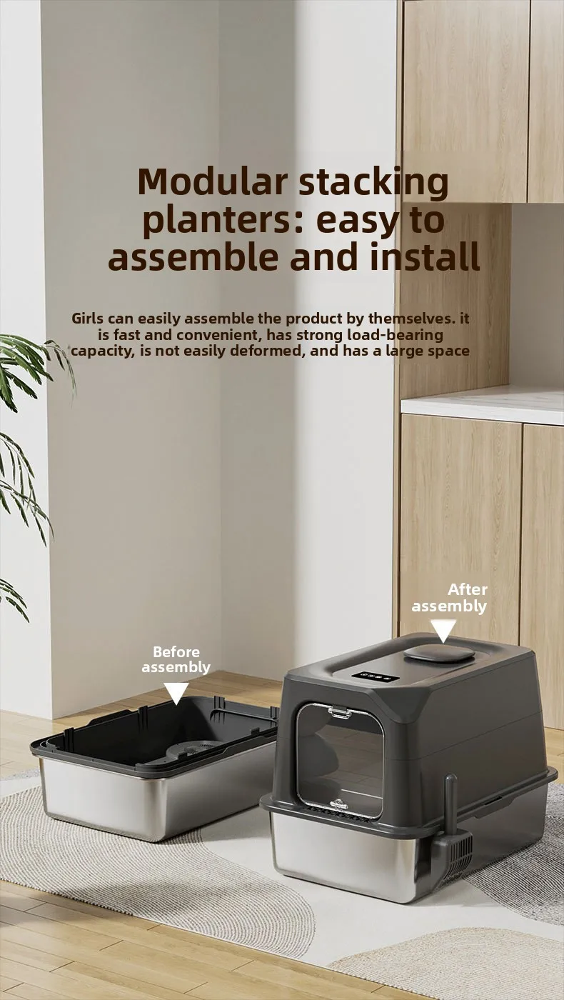 Automatic Self Cleaning Cat Litter Box Large Covered Deodorizing_voghion.com