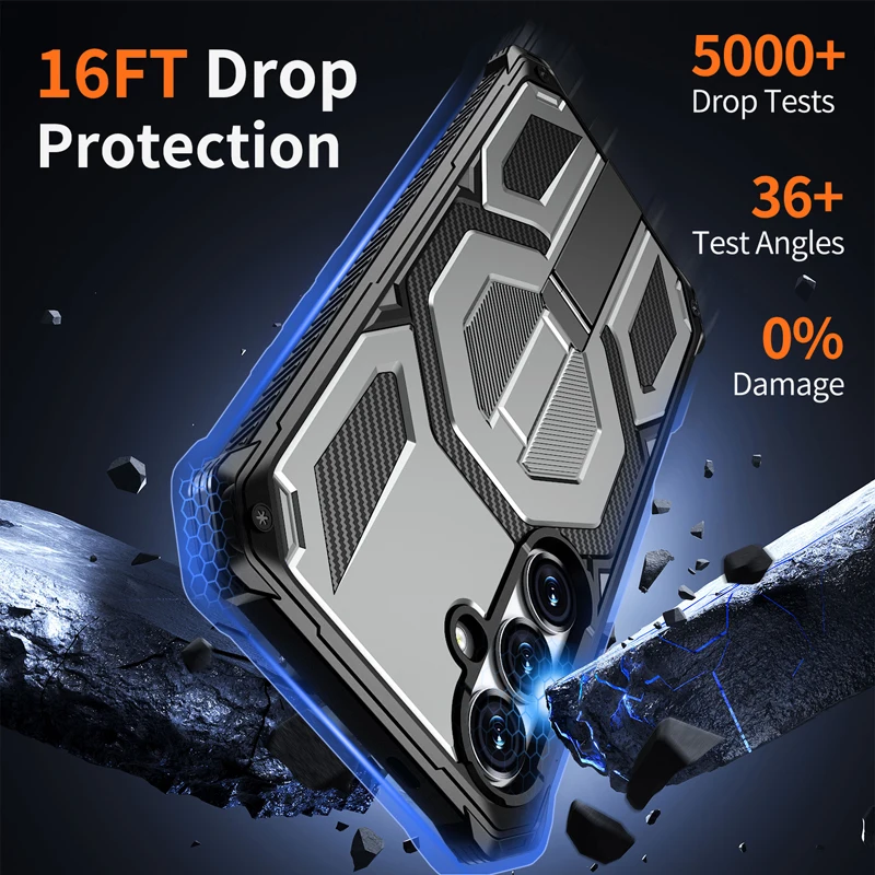 Magnetic Rugged Armor Shockproof Bracket Phone Case with PC+TPU Protection