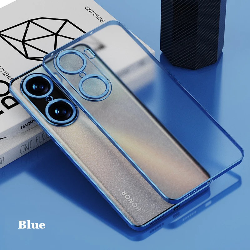 Plating Frame Transparent Matte Anti Fingerprint TPU Case For Honor 50 60 70 Pro Plus Airbag Anti-drop Full Cover Shell_voghion.com