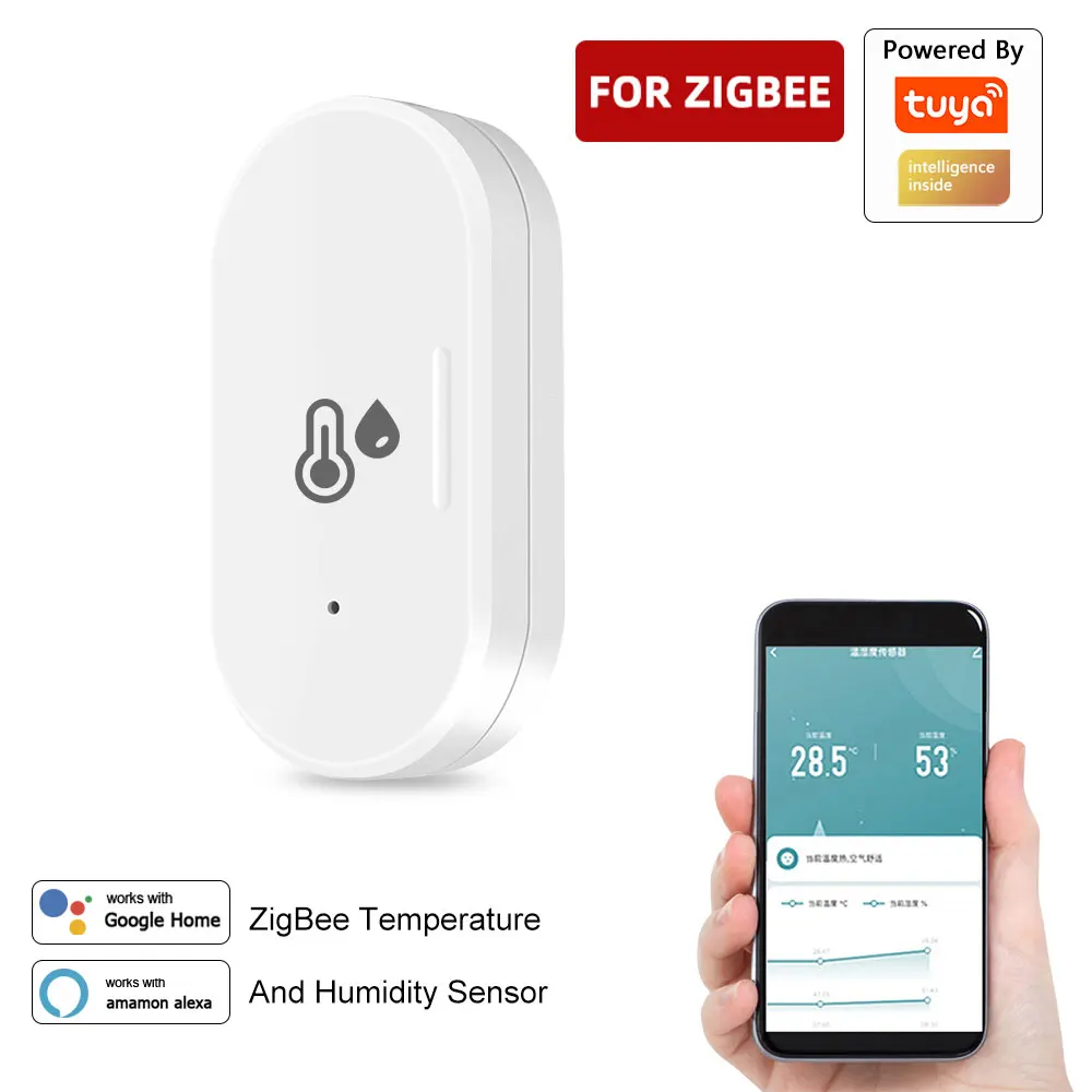 

Tuya Zigbee Mini Temperature And Humidity Sensor Need Zigbee Gateway Hub Smart Home Indoor Hygrometer Alexa Google Voice Control