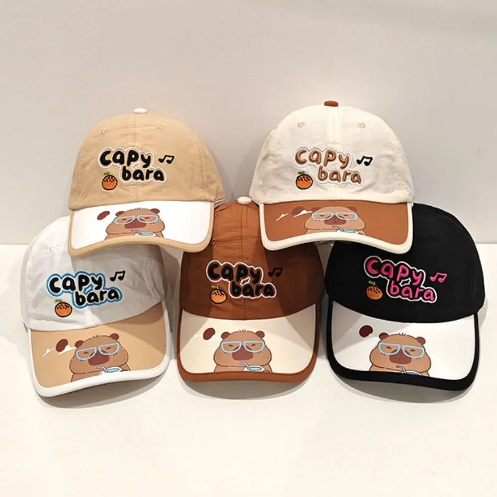 Comfortable Kawaii Capybara Baseball Hat Anti-UV Cartoon Kids Summer Sunhat Fishmen Hat Sunshade Children's Peaked Cap Outdoor