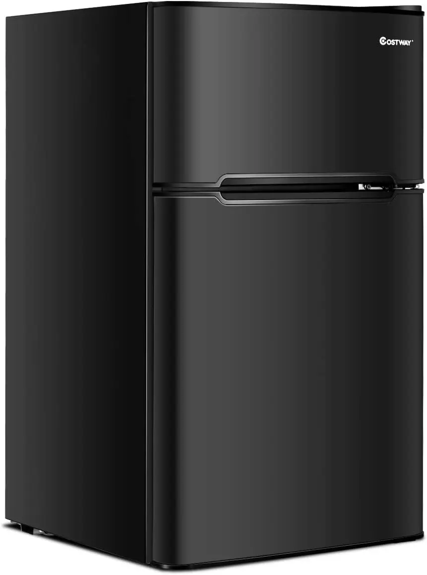 Compact Refrigerator 3.2 Cu Ft. Unit 2-Door Mini Freezer Cooler Fridge with Reversible Door, Removable Glass Shelves