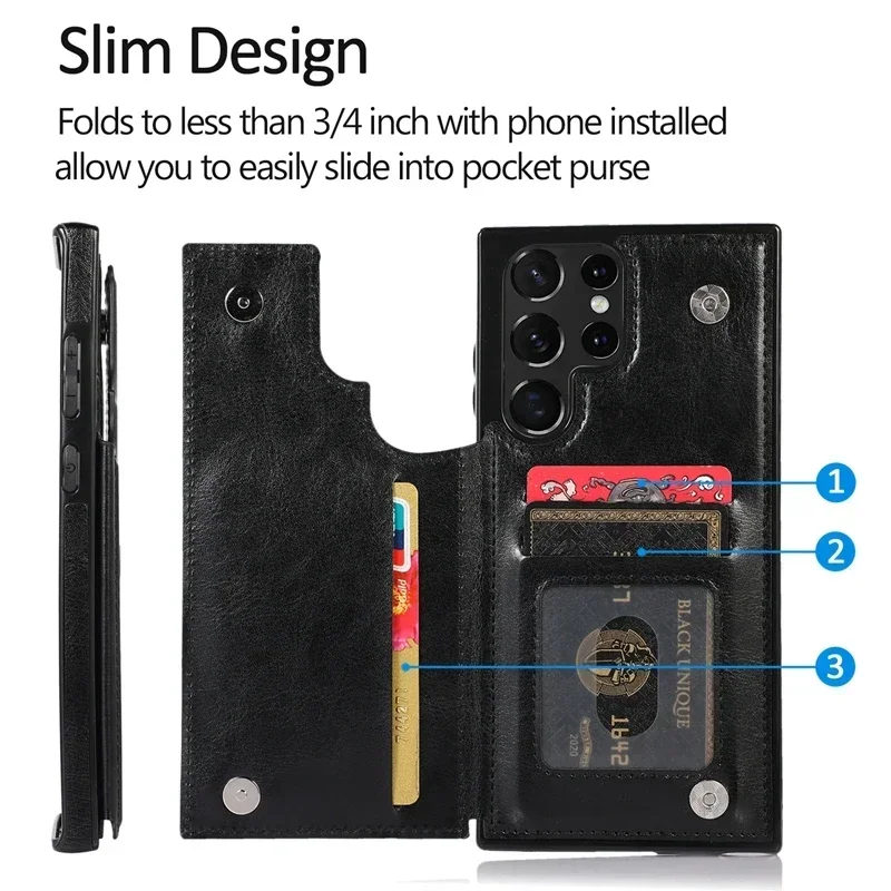 Premium Wallet Double Button Protection Leather Phone Case