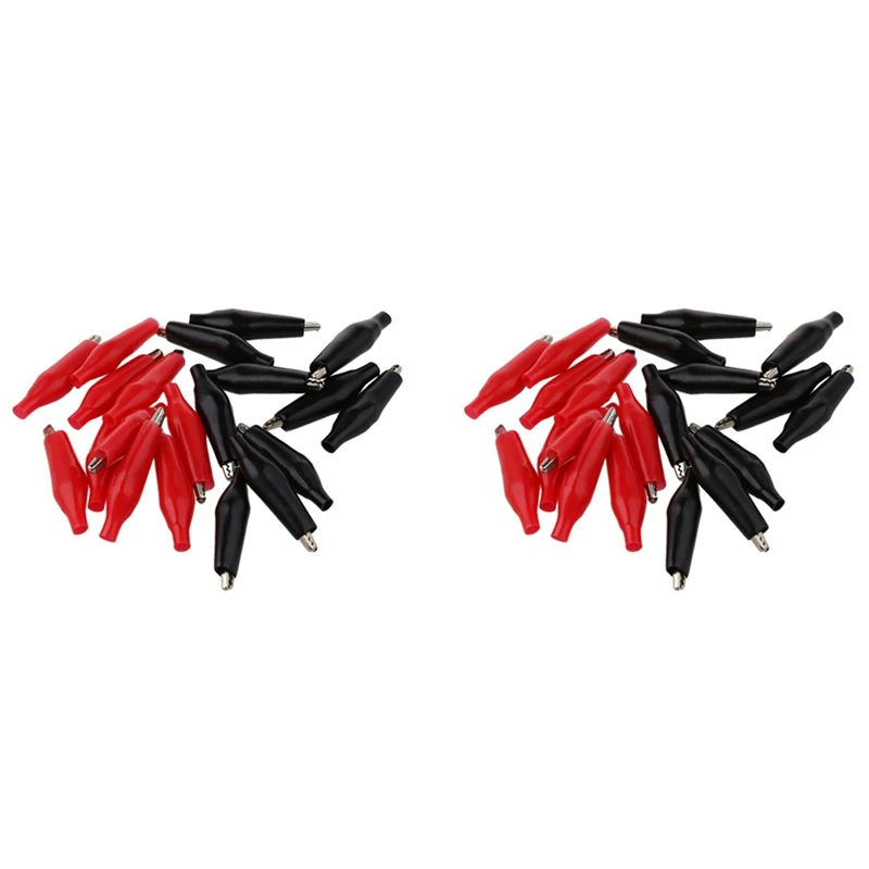 

New 40 Pcs Black Red Soft Plastic Coated Testing Probe Alligator Test Clip