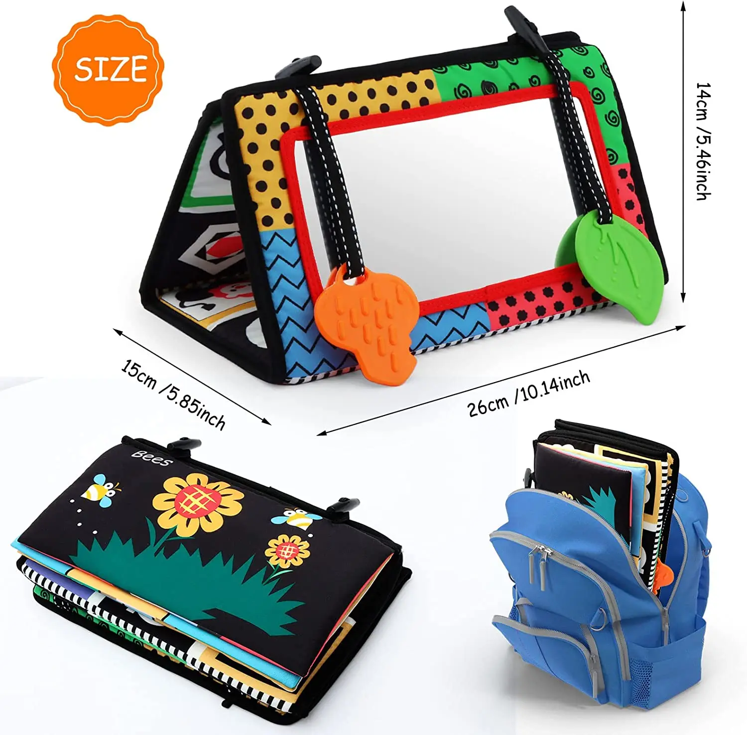 Black And White Baby Floor Mirror Tummy Time Sensory Baby Toys 6 12 months Toys For Babies Montessori Development Crawl Toys 5