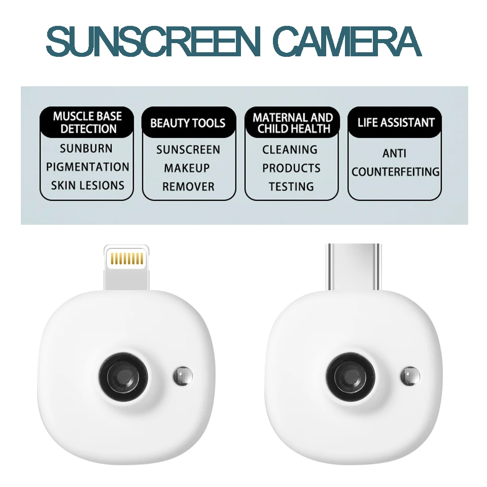 아이폰 안드로이드 폰용 미니 UV 카메라 가시광선 얼굴 자외선 차단제 테스트용 휴대용 UV 카메라