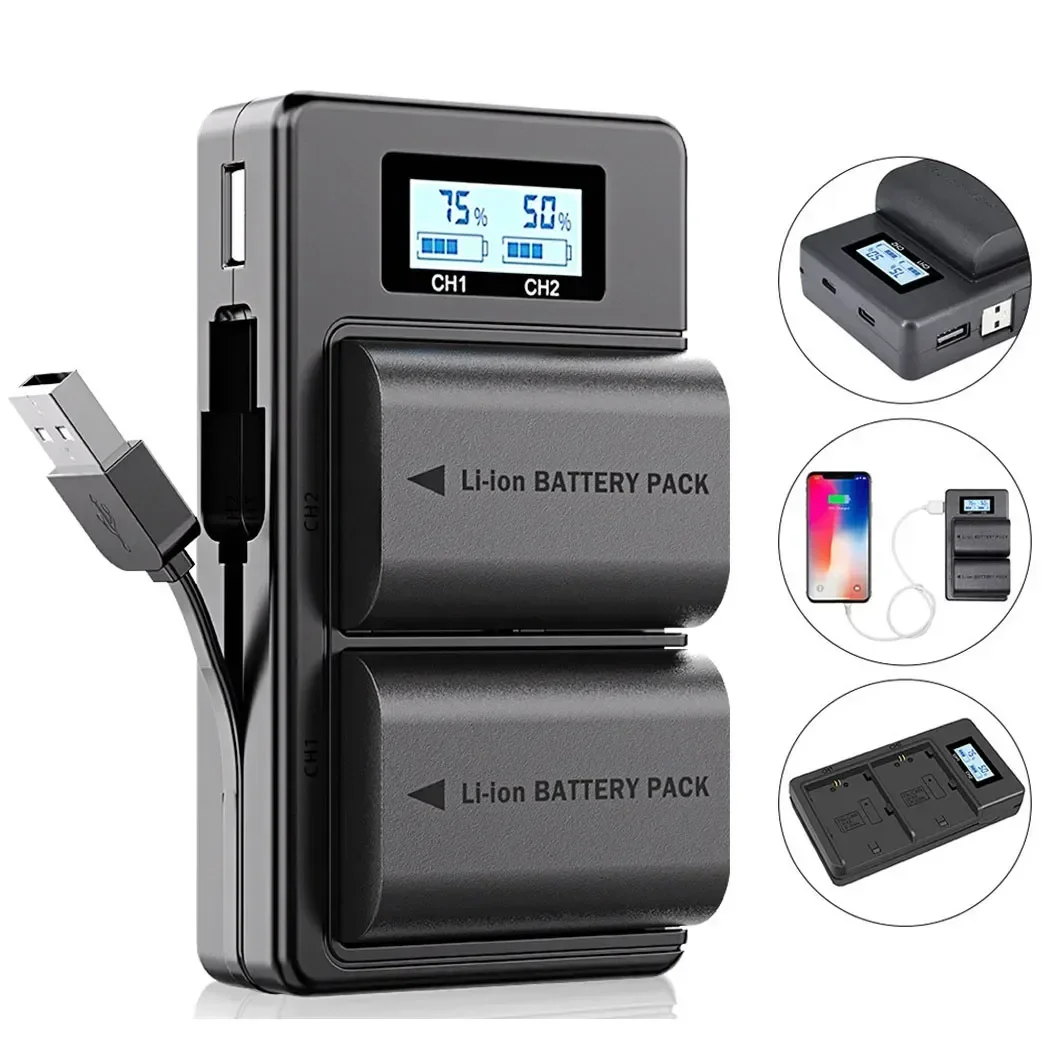 

2000mAh LPE6 LP-E6 Battery + LCD Dual Charger for Canon EOS 5DS R 5D Mark II 5D Mark III 6D 7D 70D 60D 80D 90D EOS 5DS R Camera