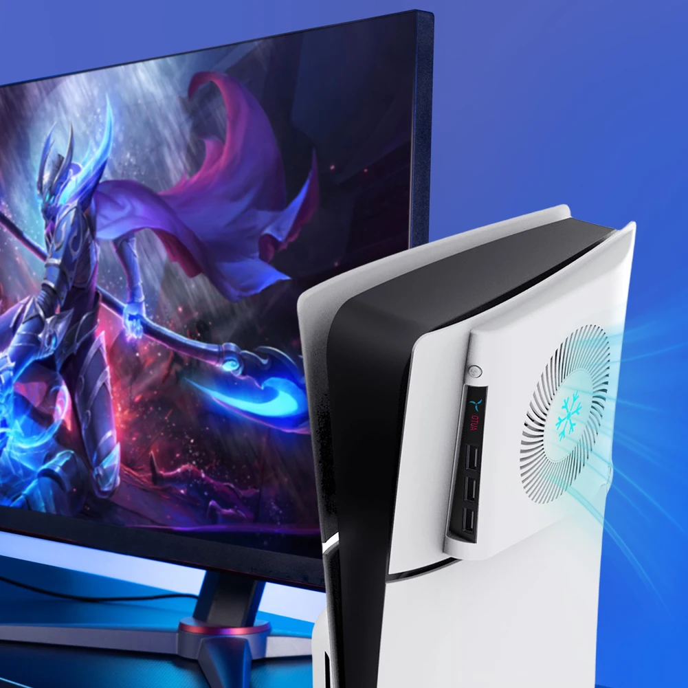 For PS5 Slim Console Cooling Fan Console Cooler with 3 USB 2.0 Ports External Cooler Fan for Playstation 5 Slim Accessories
