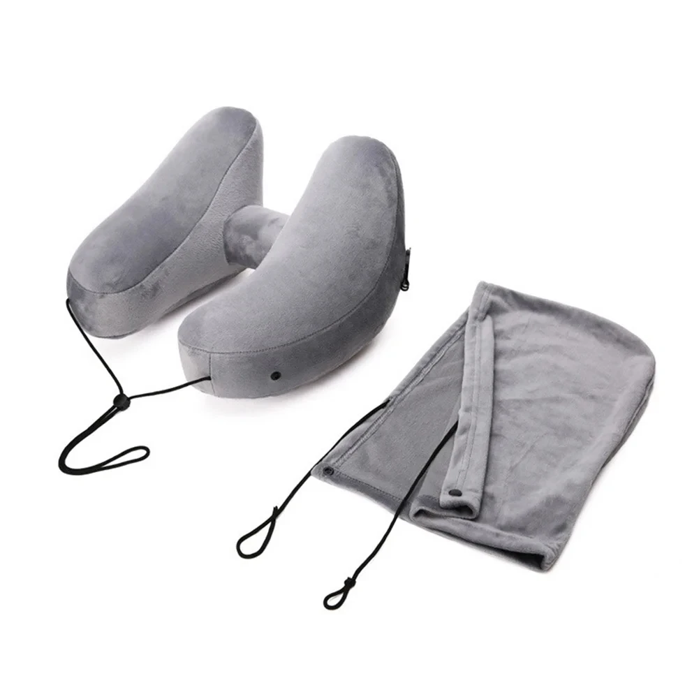 H Shape Inflatable Neck Pillow Portable Folding Lightweight Nap Pillow For Travel Airplane Sleeping Office Car Cushion Pillow