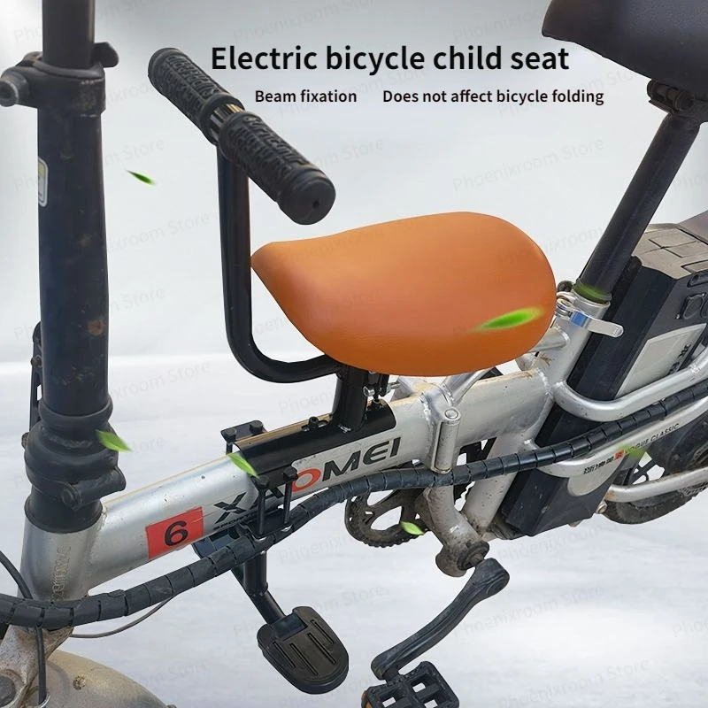 Folding Bicycle Child Seat Electric Bicycle Front Baby Seat Comfort Thickened Cushion Pedals
