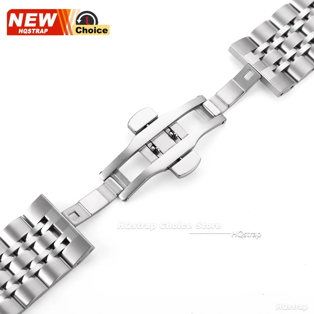 Elegant Stainless Steel Watch Band with Flat End - 20mm & 22mm Sizes