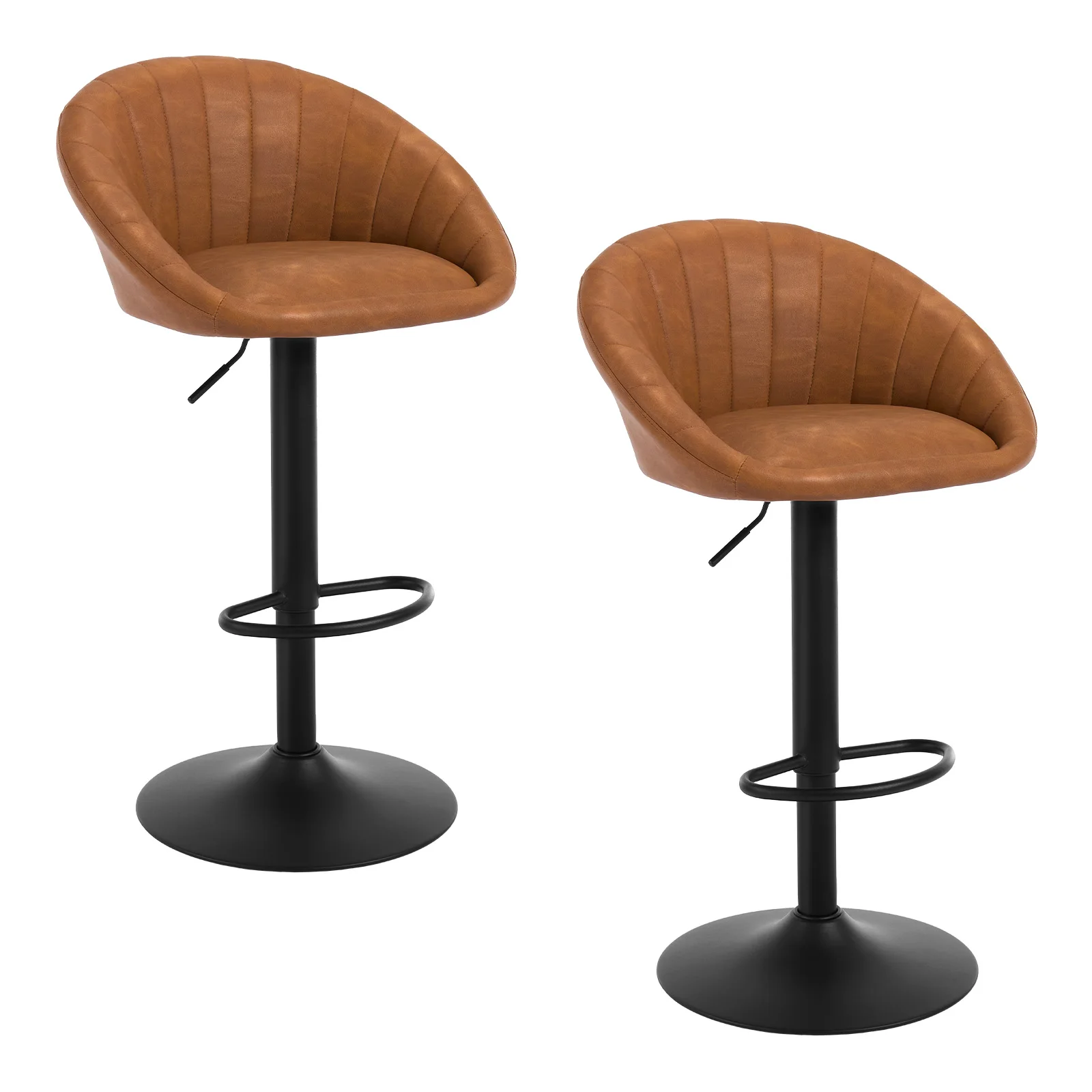 WOLTU 2 Stück/Set höhenverstellbare Barhocker aus Samt/Kunstleder, Küchenhocker, 360° drehbar, ergonomischer Barstuhl mit Rückenlehne – Detail 26