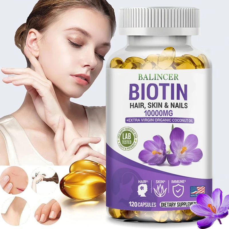 Biotin Capsules Balincer Energy Eye Skin Hair Nail Health Supplement 120 Vegetarian Capsules