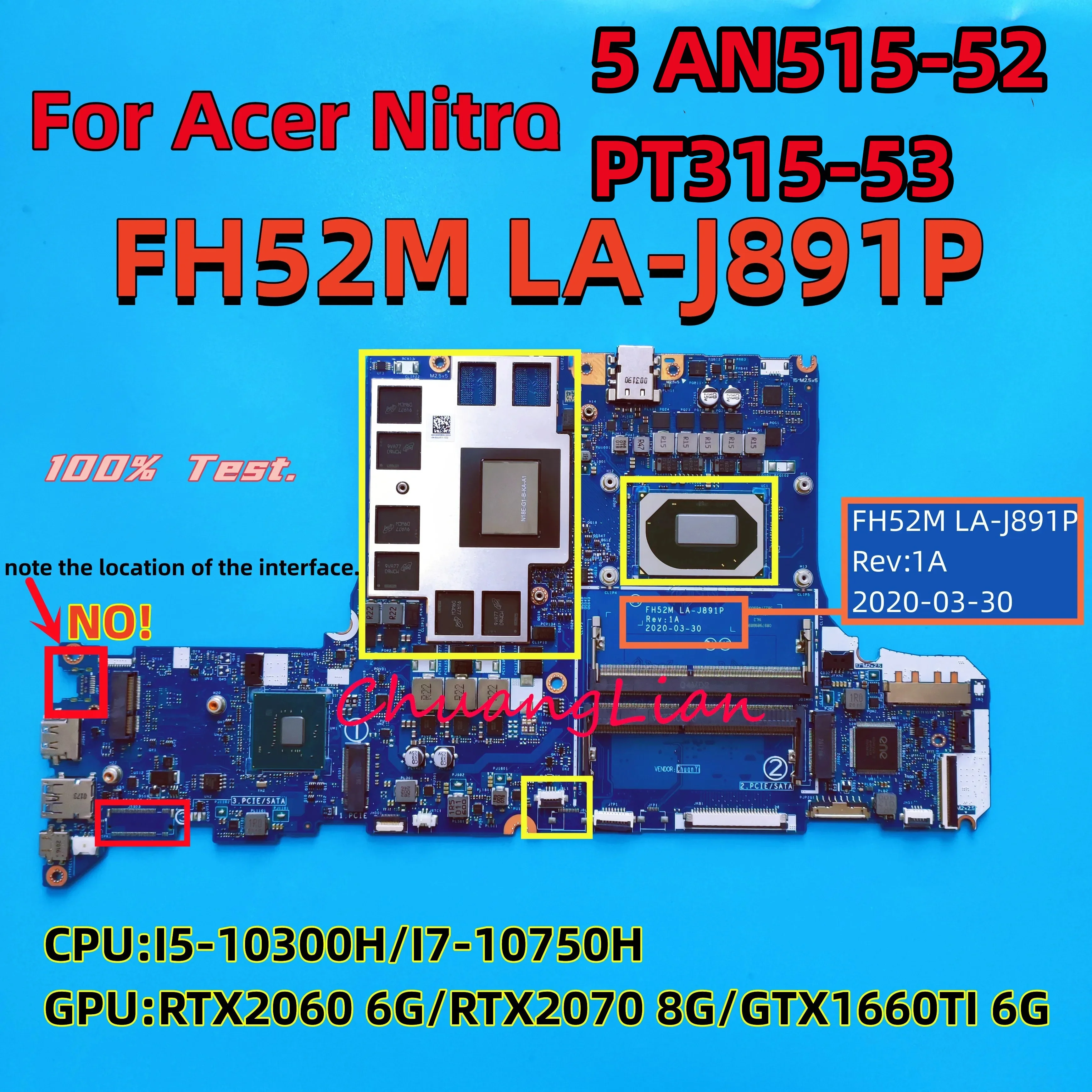 LAJ891PPourAcerNitro5AN51552PT31553OrdinateurPortableCarteMreAvec.jpg