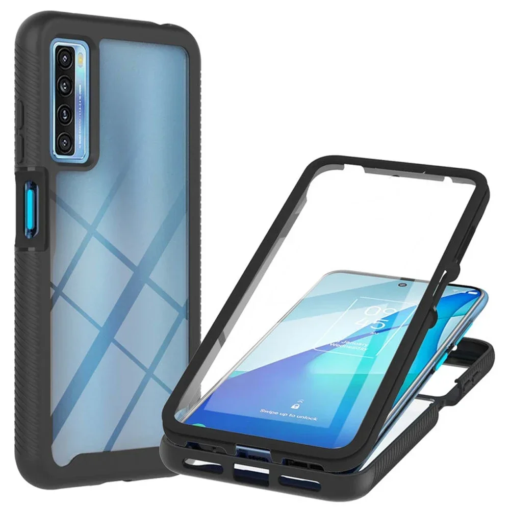 Transparent 360° Protective Bumper Case with PET Front Film and Back Cover