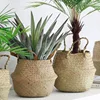 Seaweed Wicker Basket Folding Rattan Seagrass Storage Toy Organizer Rattan Hanging Flowerpot Dirty Clothes Storage Basket 1