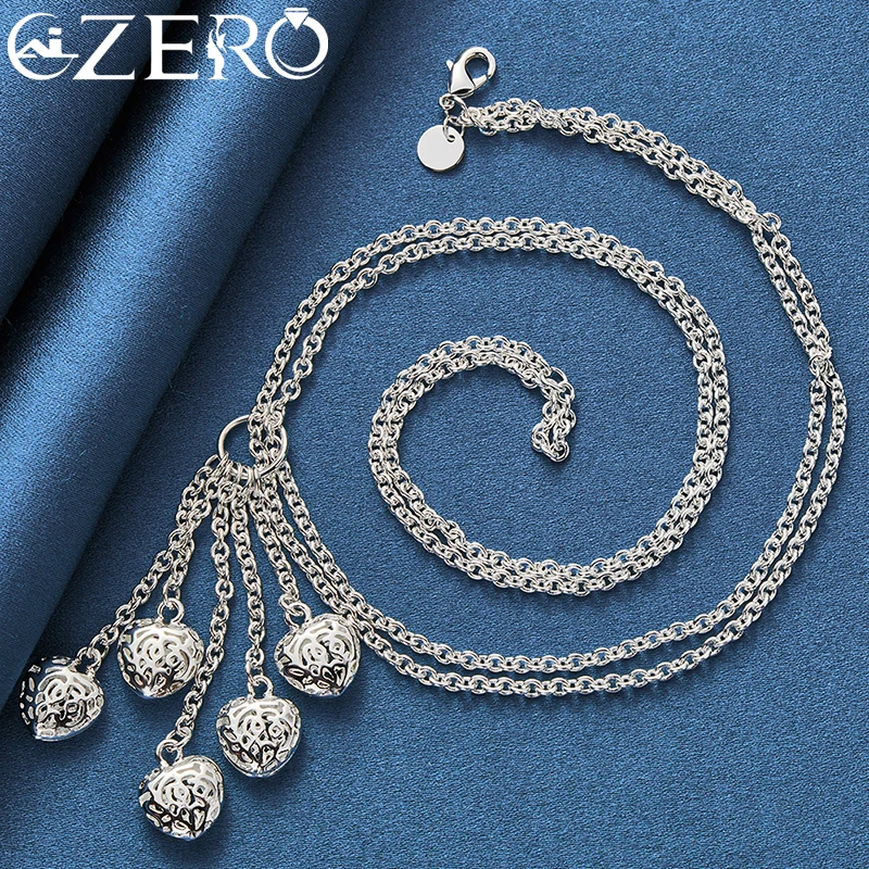 ALIZERO 여성용 5 하트 펜던트, 18 인치 체인 목걸이, 웨딩 약혼 파티 패션 주얼리
