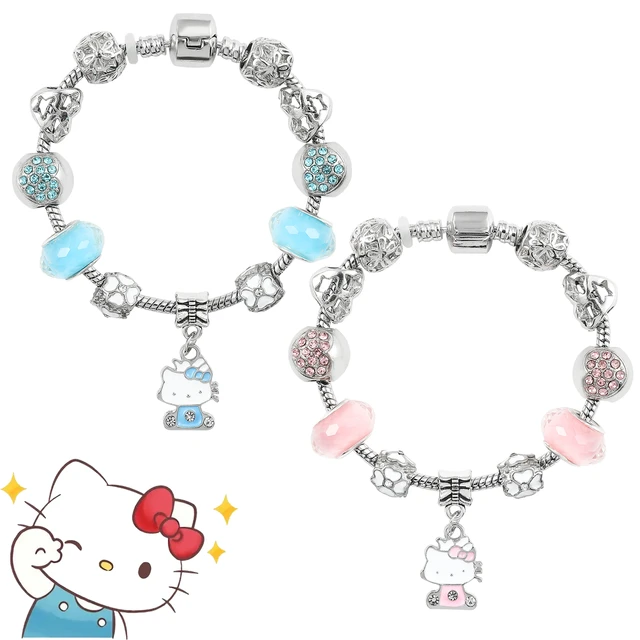 Kawaii Sanrio Hello Kitty Bracelet Small Fresh Crystal Student