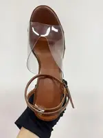 Sandales à talons hauts de 14 cm d'épaisseur pour femmes, sandales de Table imperméables à semelles épaisses en Grain de bois, chaussures à boucle à ongles en métal 4