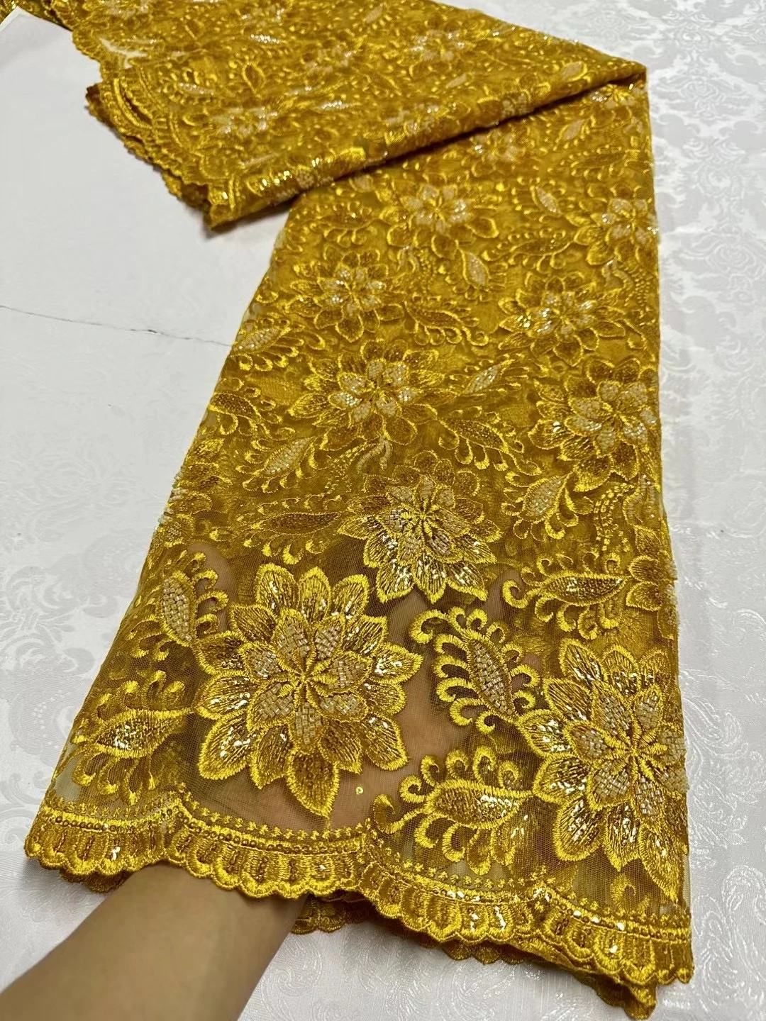 

Ткань для шитья, платье для свадебной вечеринки, сетчатая ткань с вышивкой, высокое качество, 5 ярдов, 2024