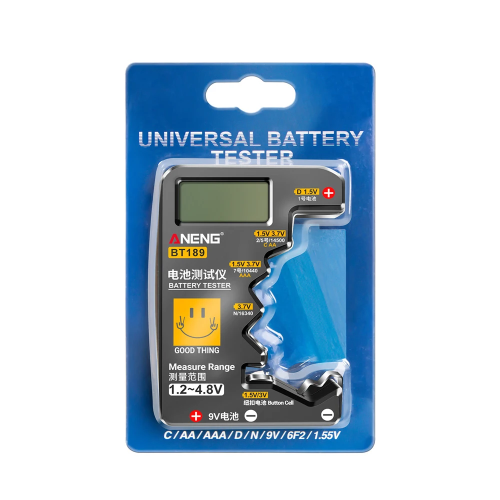 ANENG BT189 Digital Battery Tester LCD Display Button Battery Tester Portable Batteries Power Testing Capacitance Tool Universal 2