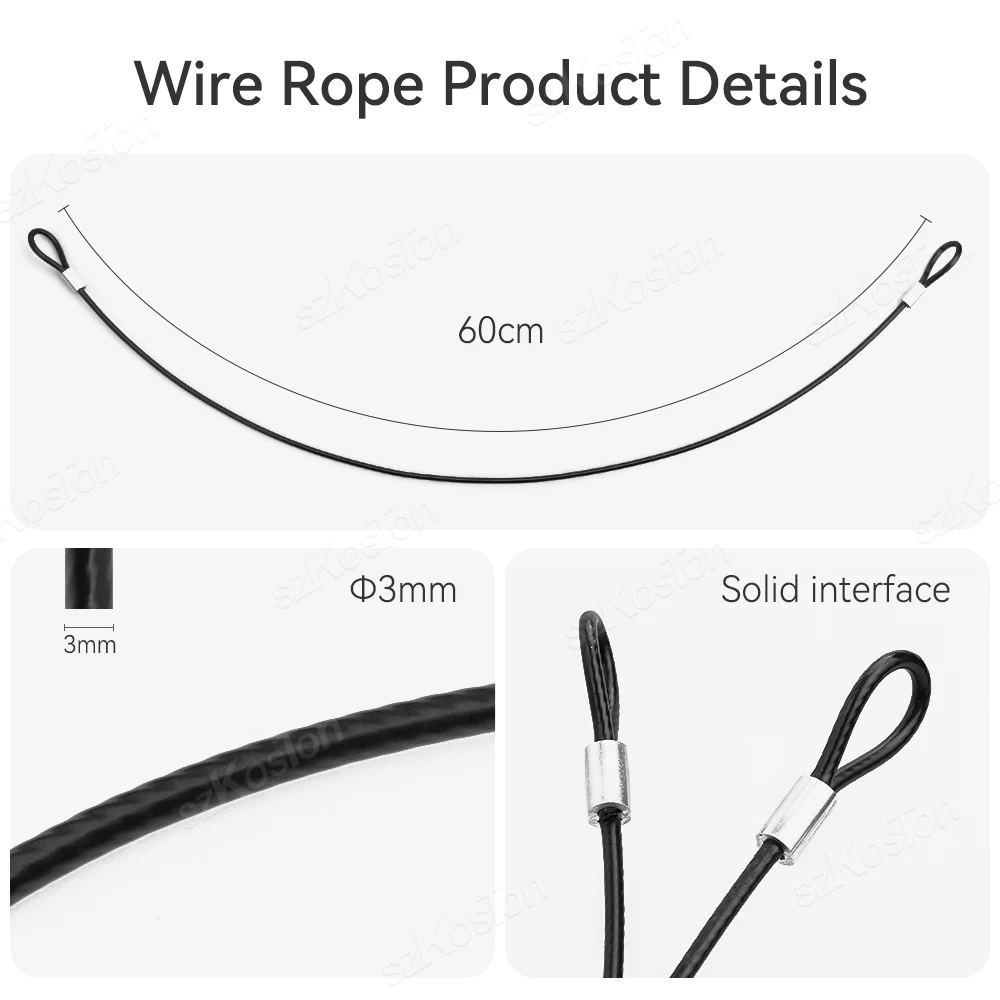 Safety Steel Wire Tether Lanyard Wrist Strap - Stainless Steel