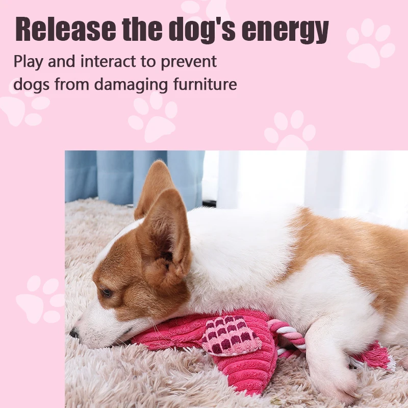 Flamingo Plush Dog Toy – Interactive Squeaky Chew Rope for Dogs 6