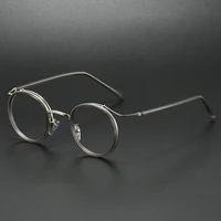 Monture de lunettes de luxe de marque rétro, monture ronde pour hommes et femmes, alliage d'acier inoxydable ultraléger, lunettes anti-lumière bleue 2